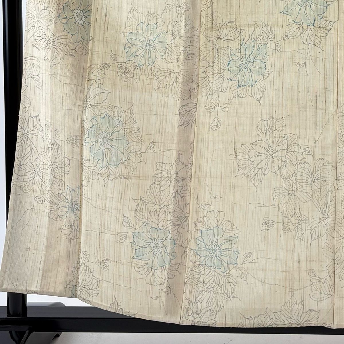 小紋 身丈158.5 cm 裄丈62.5 S 薄物 夏紬地 草花 ベージュ 正絹 秀品