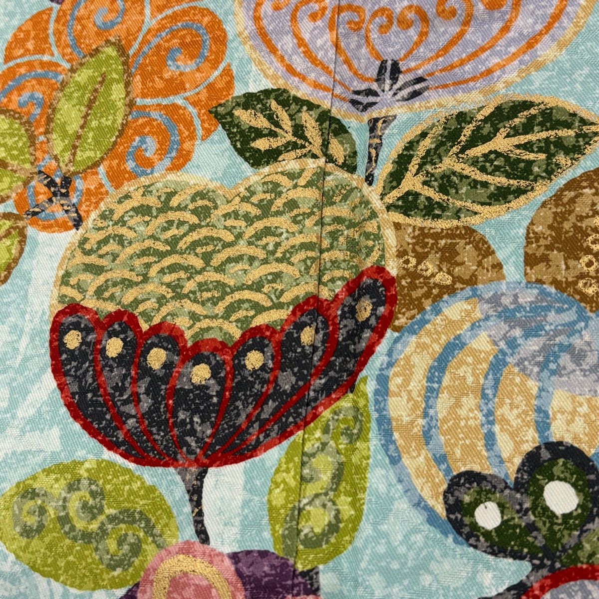  振袖 身丈154.5 cm 裄丈64.5 M 袷 橘 枝梅 金彩 水色 正絹 秀品 振袖 着物