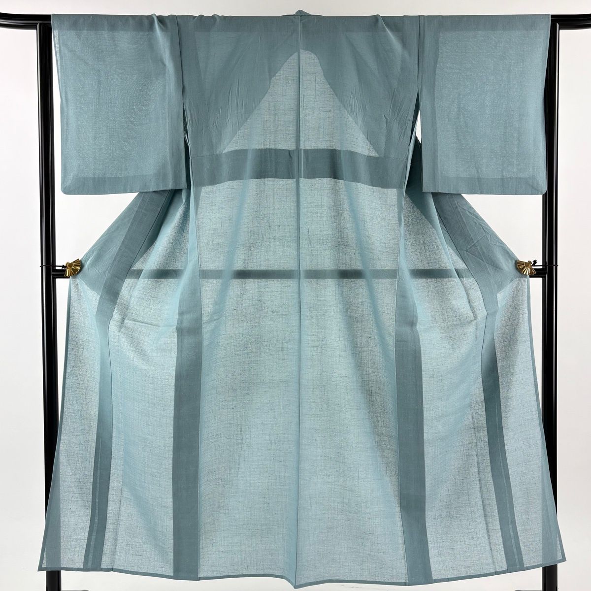 紬 身丈150.5 cm 裄丈64.5 M 薄物 夏紬 証紙 水色 正絹 秀品