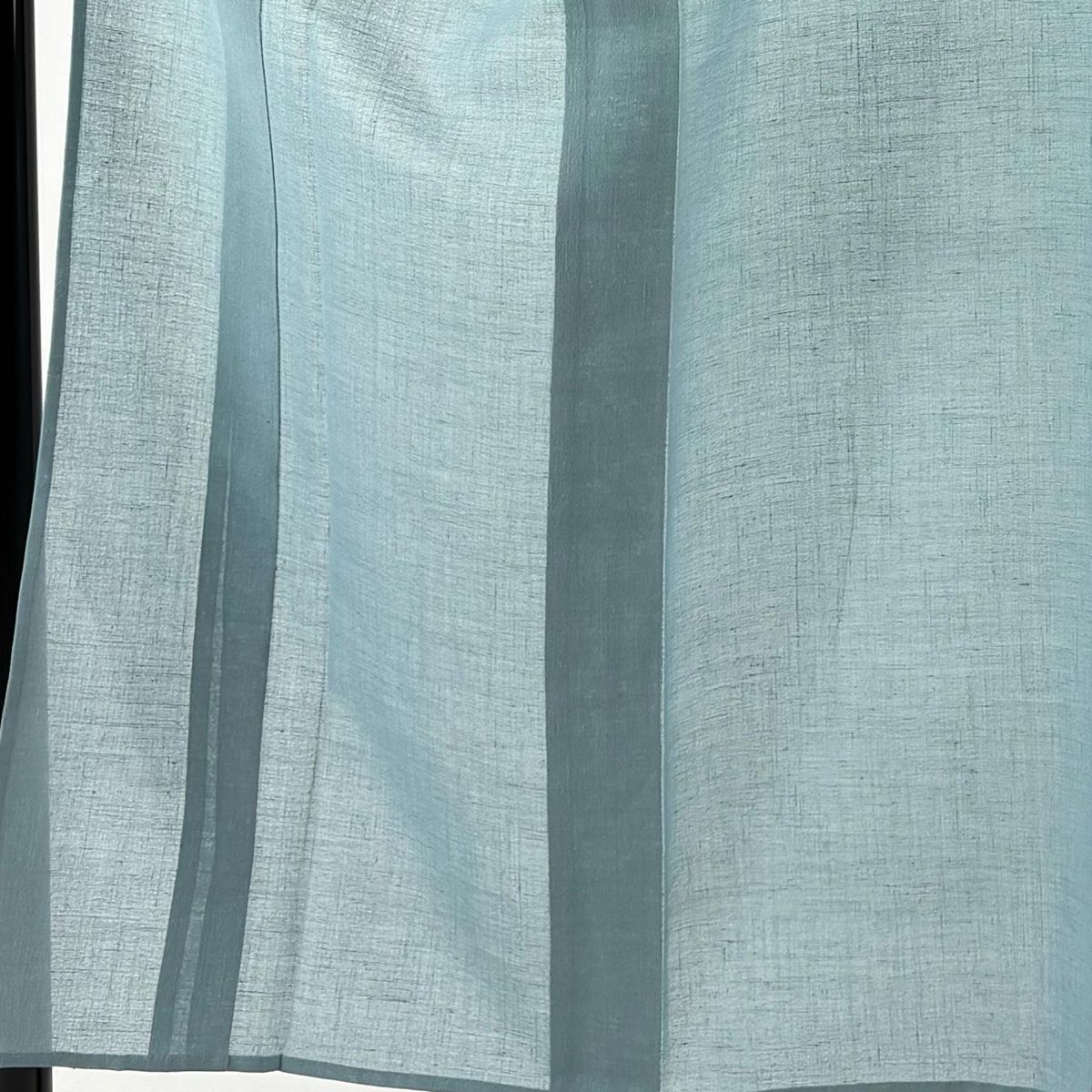紬 身丈150.5 cm 裄丈64.5 M 薄物 夏紬 証紙 水色 正絹 秀品