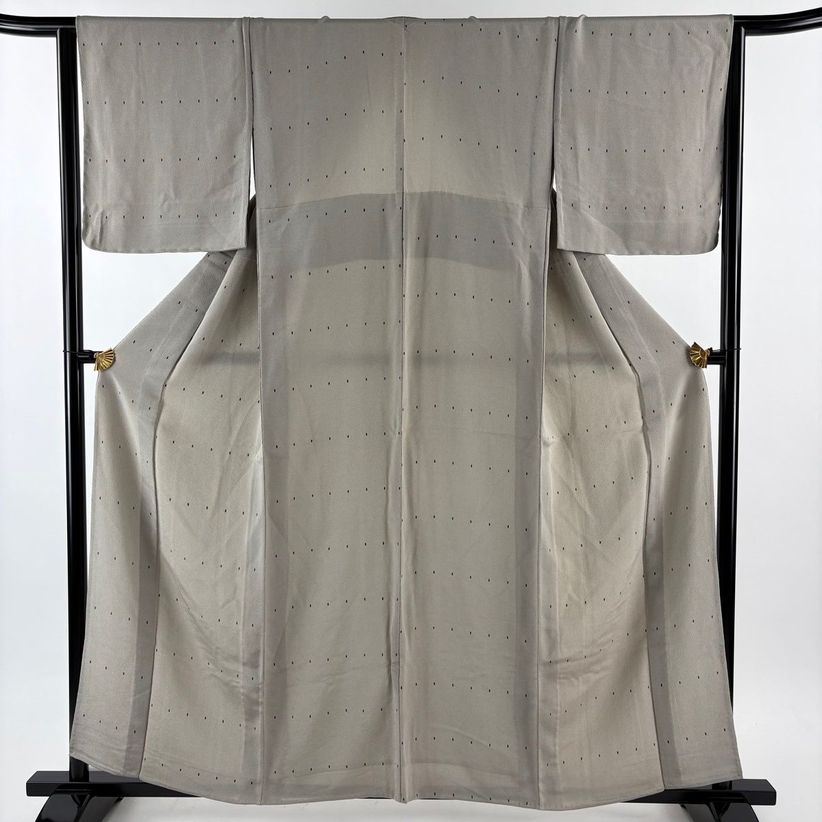 小紋 身丈159 5 cm 裄丈64 M 単衣 幾何学 縮緬 灰色 正絹 秀品