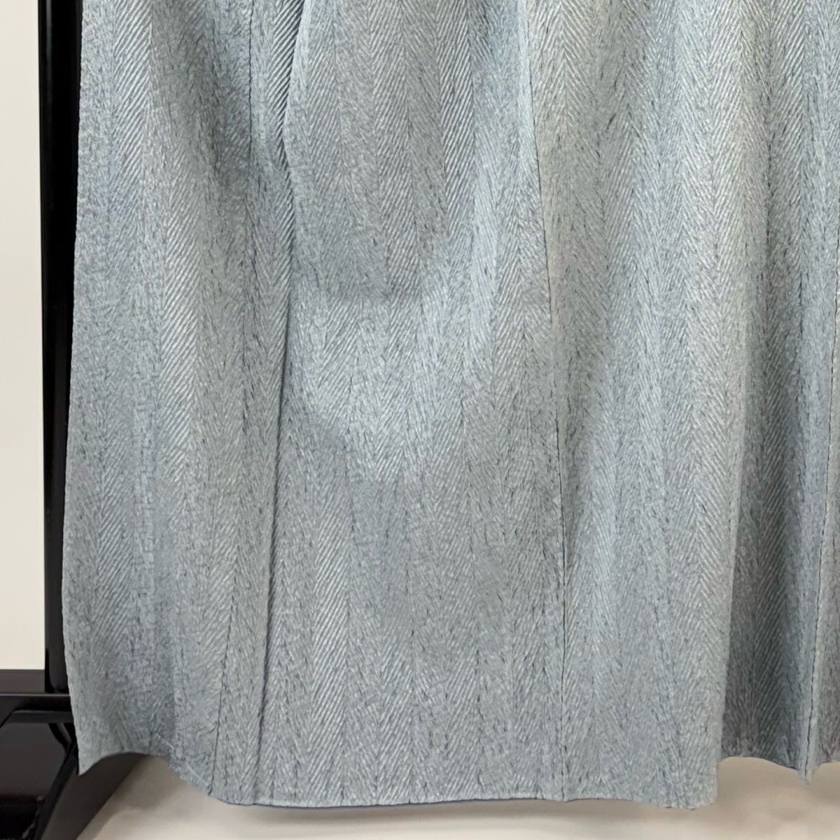 小紋 身丈161.5cm 裄丈67.5cm L 袷 縞 絞り 青灰色 正絹 秀品 【中古