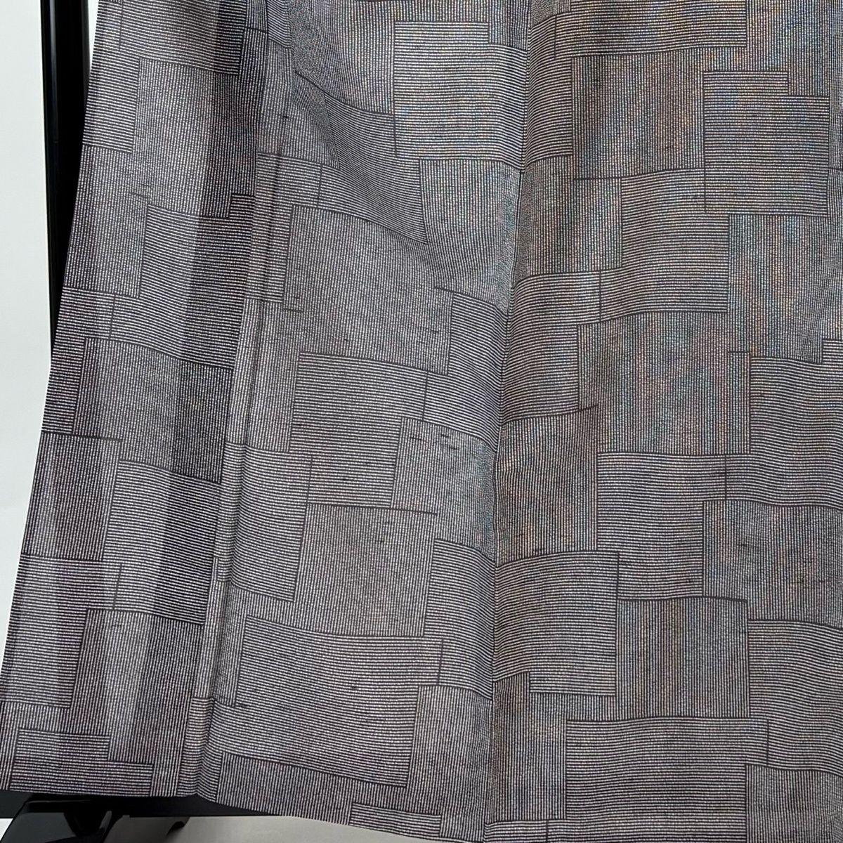 小紋 身丈162 cm 裄丈66.5 M 薄物 幾何学模様 墨色 正絹 秀品
