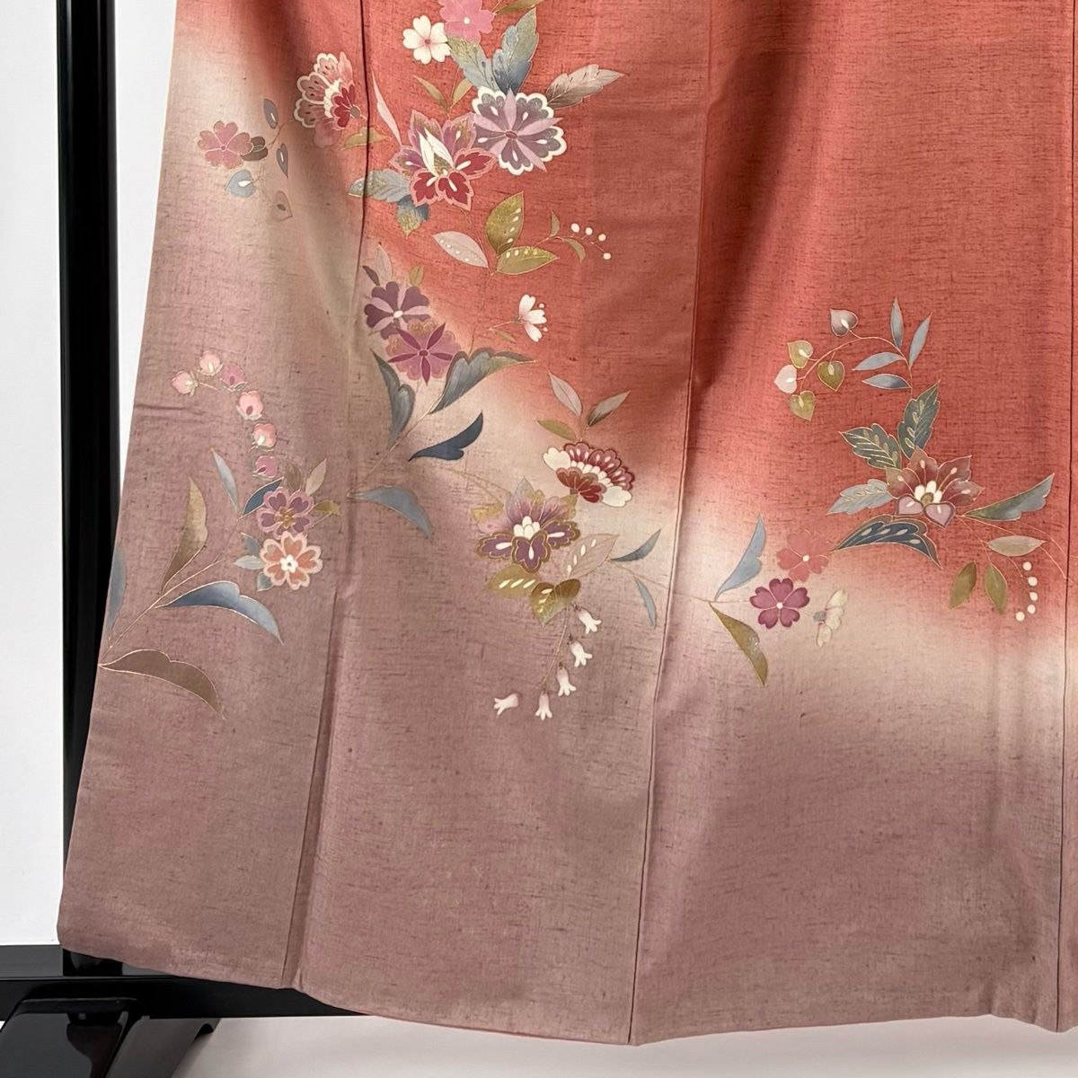 紬　付下げ　摺り疋田　草花 東レ シルック 長襦袢 東レシルック長襦袢 擦り疋田 飛び絞り 桜楓