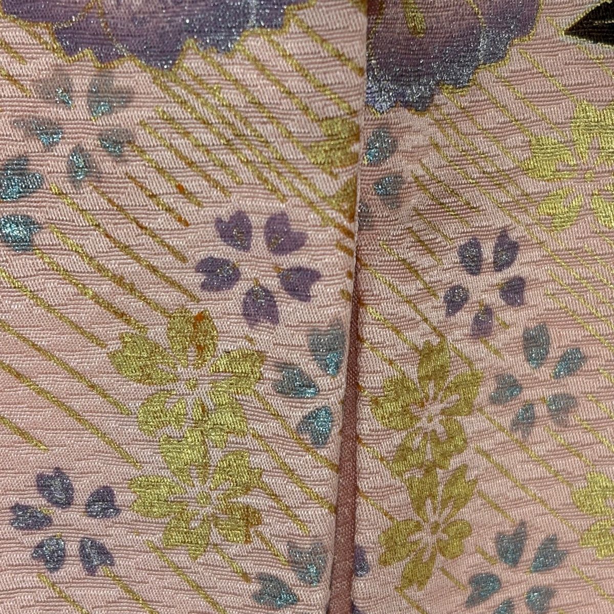  振袖 身丈172 cm 裄丈70 5 L 袷 桜 蝶 金糸 金彩 茜色 正絹 秀品 振袖 着物
