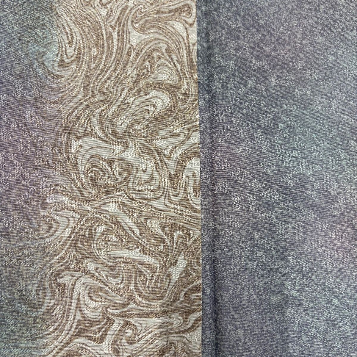  小紋 身丈163 5 cm 裄丈67 M 袷 墨流し ぼかし 青灰色 正絹 秀品 小紋 着物