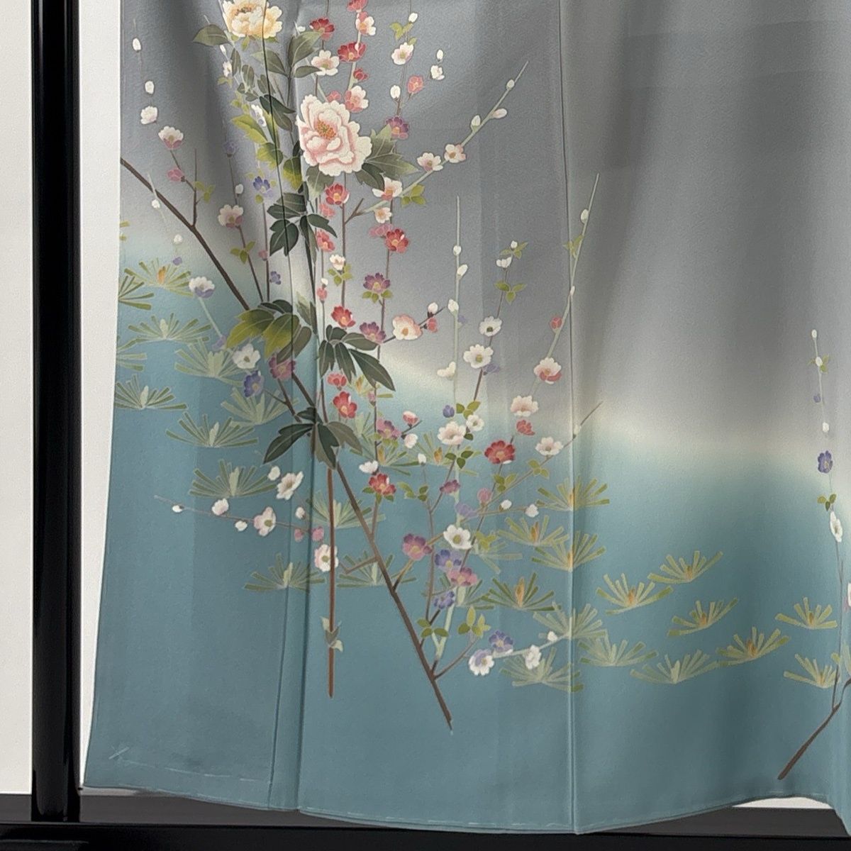 【染め分け暈し】正絹　上質な訪問着　花柄　袷　落款 楽天市場】【中古】 訪問着 リサイクル着物 正絹 袷 フォーマル 金駒