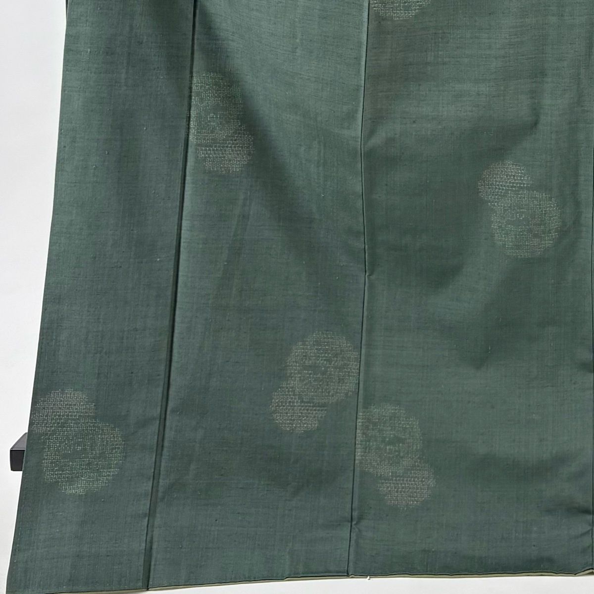 紬 身丈176 cm 裄丈69 L 袷 雪輪 亀甲絣 灰緑 正絹 秀品