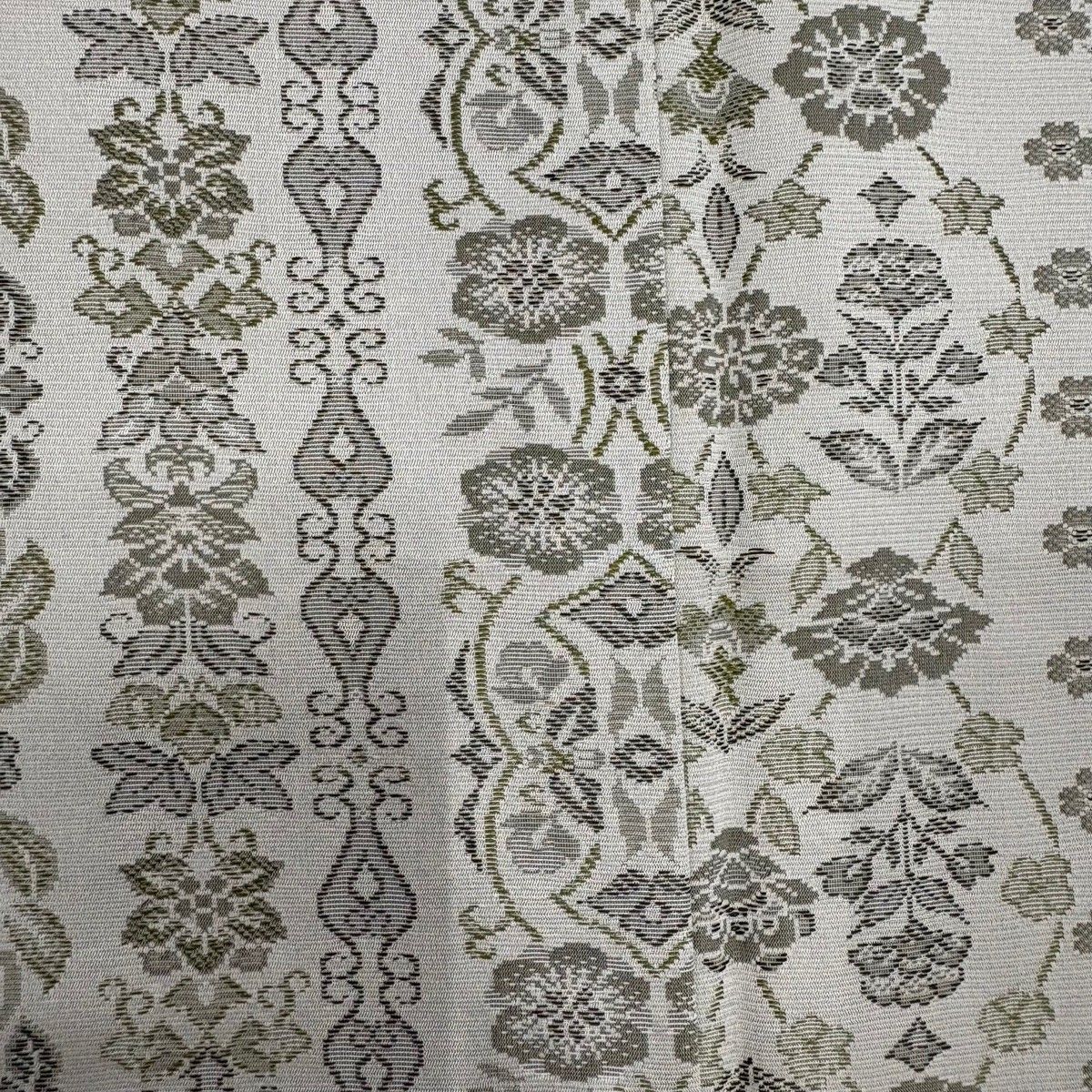  小紋 身丈160 cm 裄丈64 M 袷 草花 縞 灰色 正絹 秀品 小紋 着物