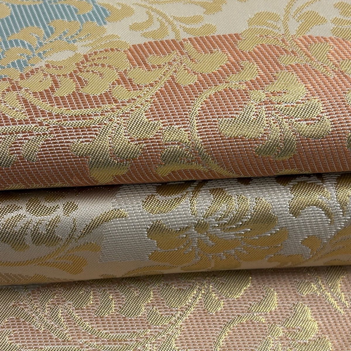  名古屋帯 扇面 唐草 箔 ベージュ 正絹 名古屋帯 帯