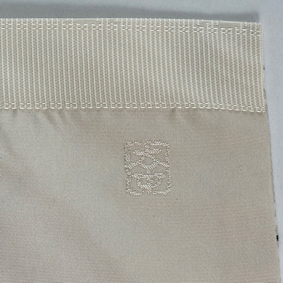  名古屋帯 落款 花 幾何学 灰白 正絹 名古屋帯 帯