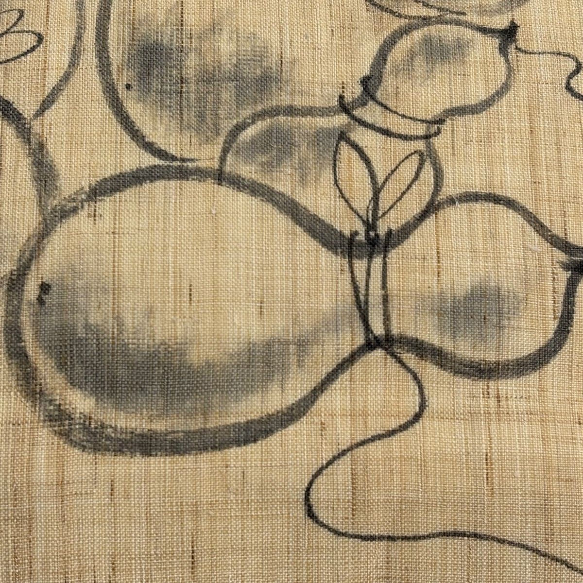 名古屋帯 名品 紬地 ひょうたん 組紐 灰茶 正絹