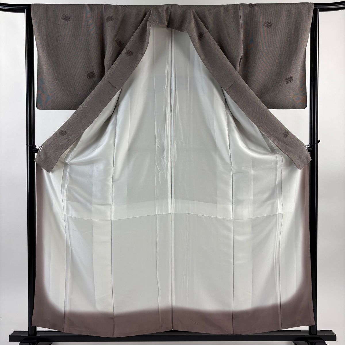  江戸小紋 身丈157 cm 裄丈64 M 袷 源氏香 万筋 茶紫 正絹 小紋 着物