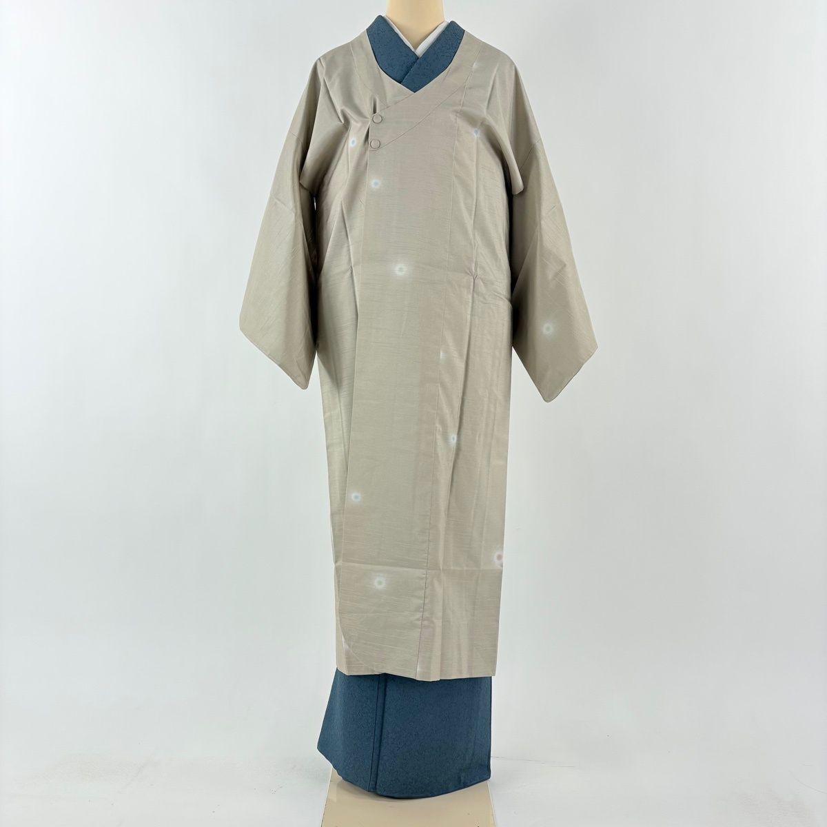 道行 身丈125 cm 裄丈65 M 紬地 和装コート 千代田衿 丸 ぼかし 薄茶色 正絹