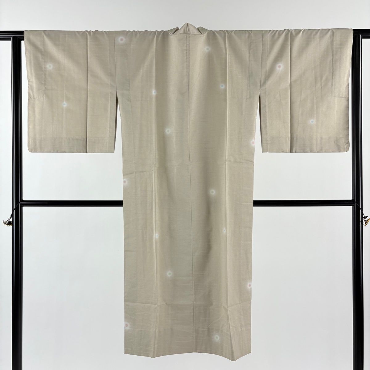 道行 身丈125 cm 裄丈65 M 紬地 和装コート 千代田衿 丸 ぼかし 薄茶色 正絹 名品