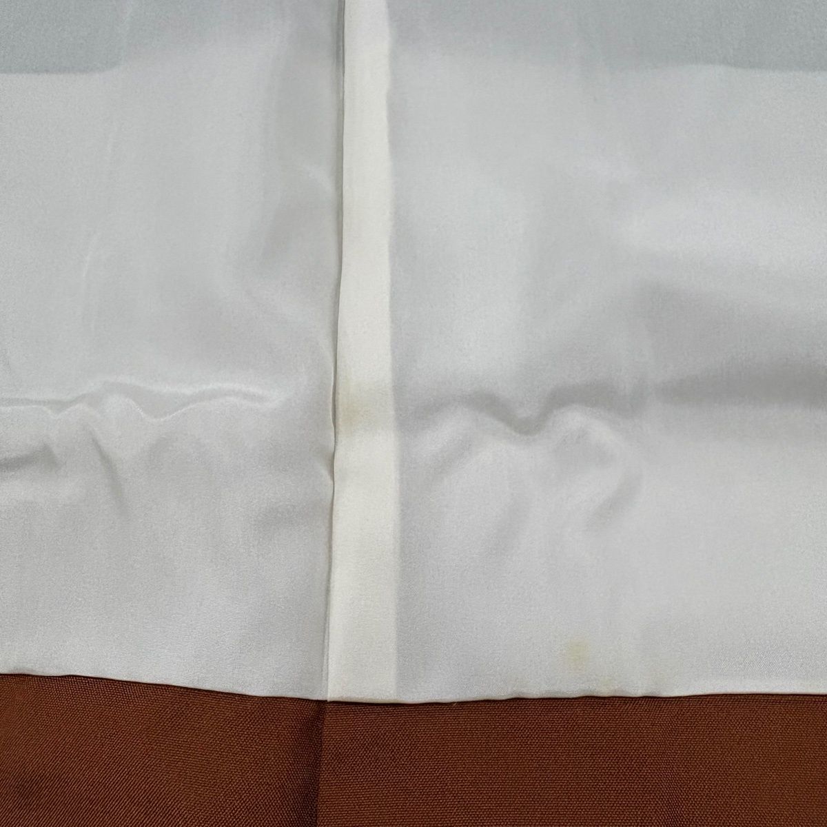  紬 身丈175 cm 裄丈69 L 袷 柿渋染 本しぼ絣 証紙 縞 葉柄 焦茶色 正絹 紬 着物