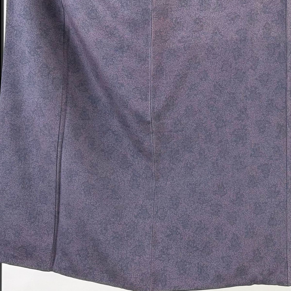 江戸小紋 身丈154 cm 裄丈64 M 袷 人間国宝 中村勇二郎 落款 雲中供養菩薩 灰紫 正絹 名品 一つ紋