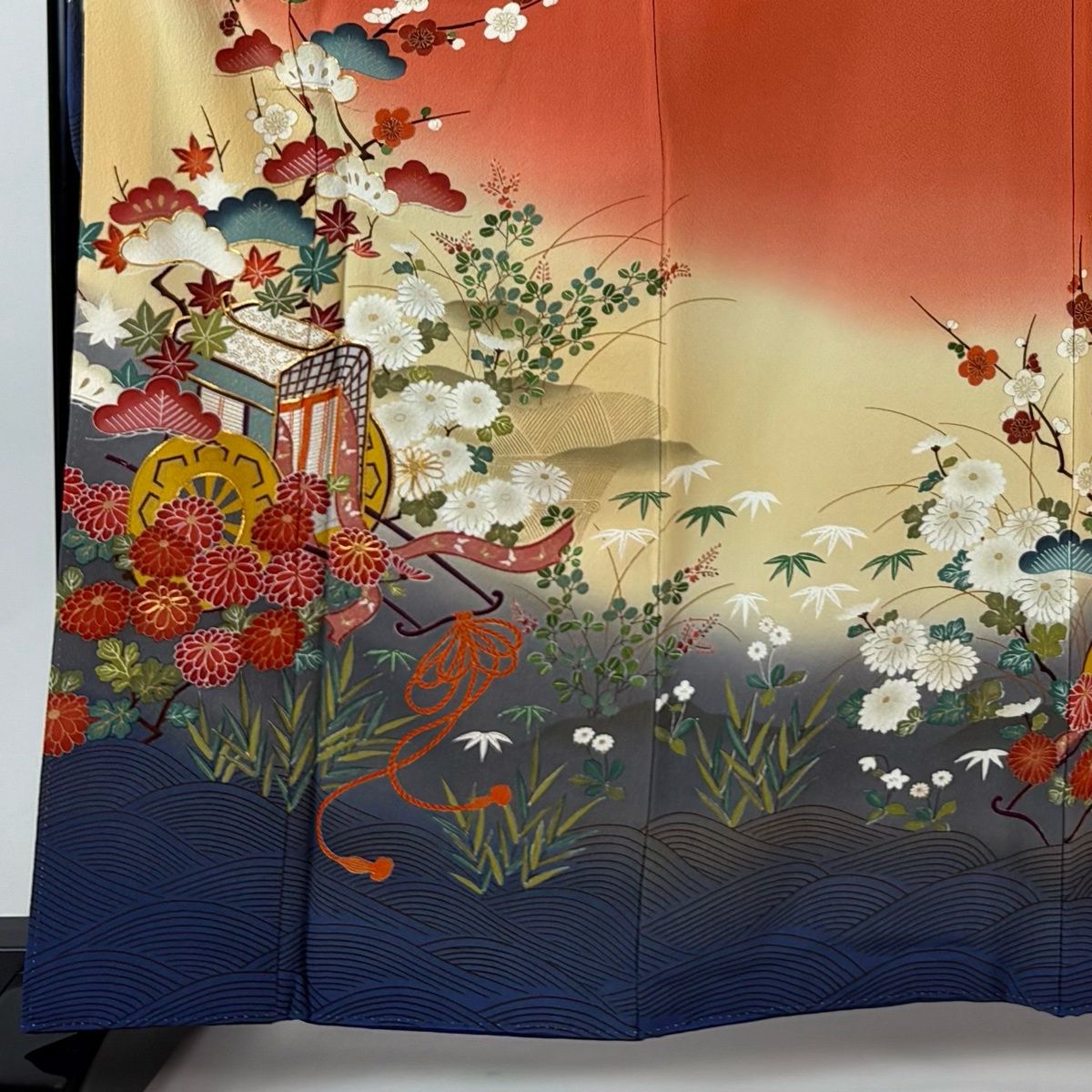 振袖 身丈163cm 裄丈67cm M 袷 花井幸子 ふき綿仕立て 落款 御所車
