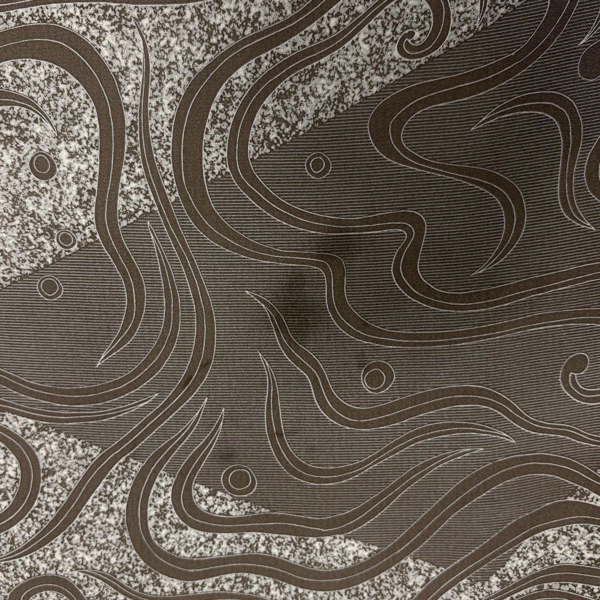  小紋 身丈163 cm 裄丈65 M 袷 小糸敏 落款 流水 幾何学模様 灰茶 正絹 小紋 着物