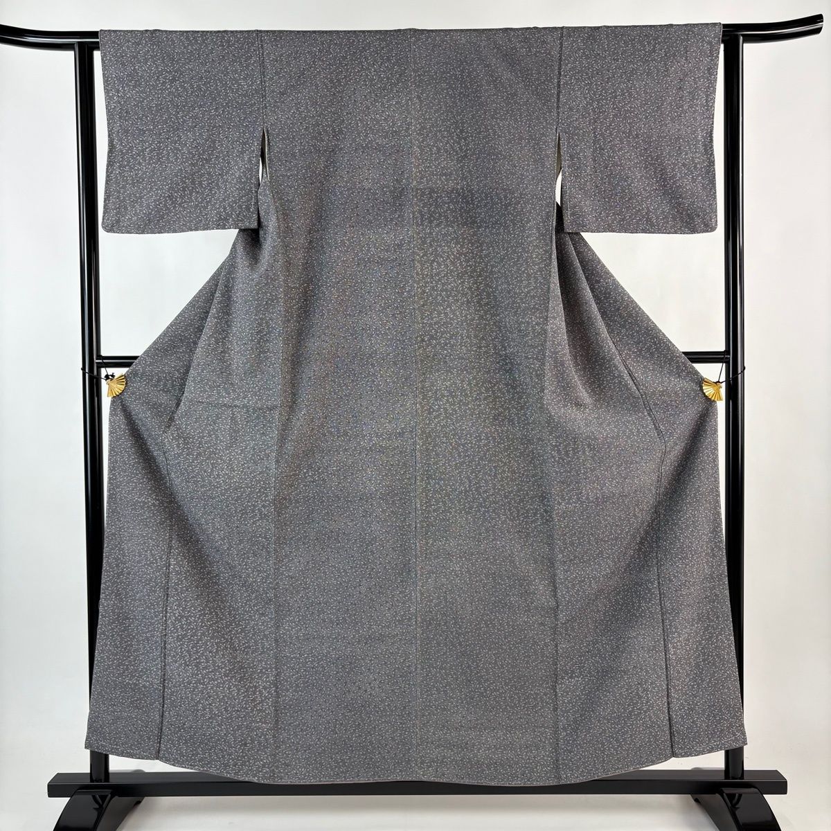 江戸小紋 身丈156 5 cm 裄丈62 S 袷 小花 幾何学模様 黒灰 正絹