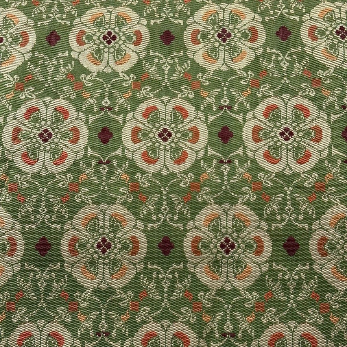 開き名古屋帯 龍村美術織物 花 鳥 鶯色 正絹