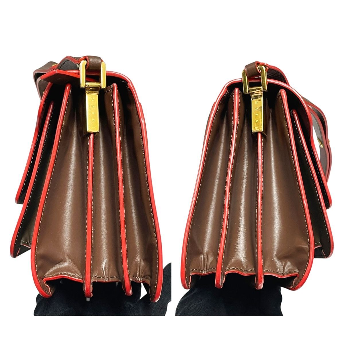 【中古】 marni マルニ  レザーショルダーバッグ ブラウン カーキ系 ゴールド金具 ストラップ調整可能 レディース 25024068 MK 中古】 marni マルニ レザーショルダーバッグ ブラウン カーキ系