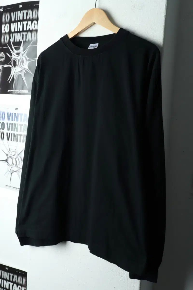 XL 2 キャンバー 長袖Tシャツ オーバーサイズ ブラック 無地 USA 165 D 9