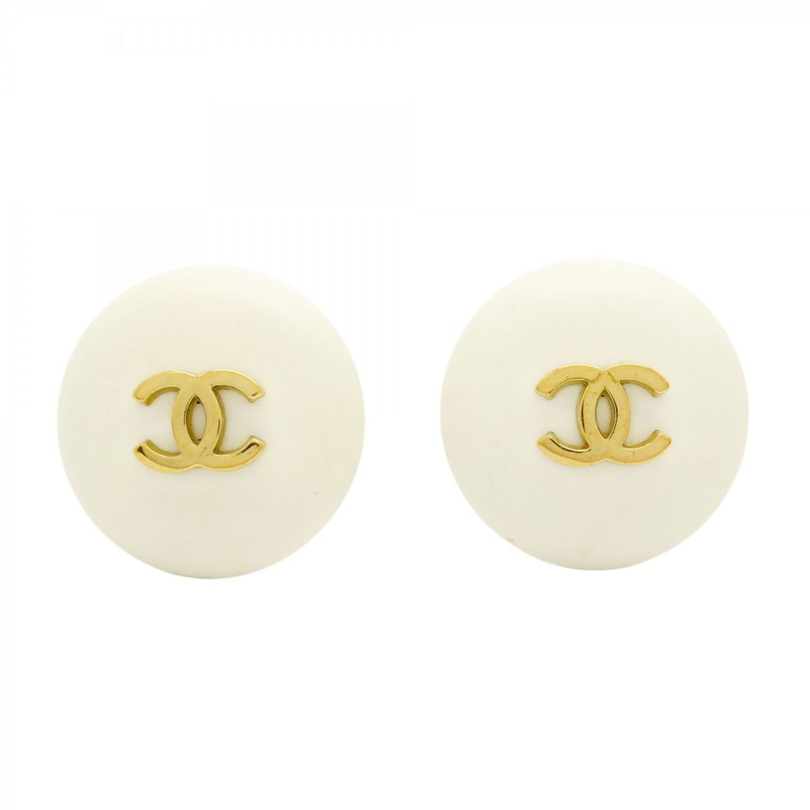 シャネル Chanel イヤリング ココマーク サークル GPメッキ ゴールド ホワイトレディース