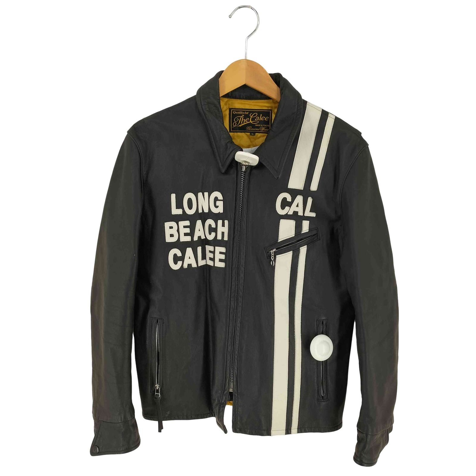 CALEE(キャリー) レザーシングルライダースジャケット メンズ import：L 【中古】【ブランド古着バズストア】 キャリー CALEE レザーシングルライダースジャケット メンズ import：L