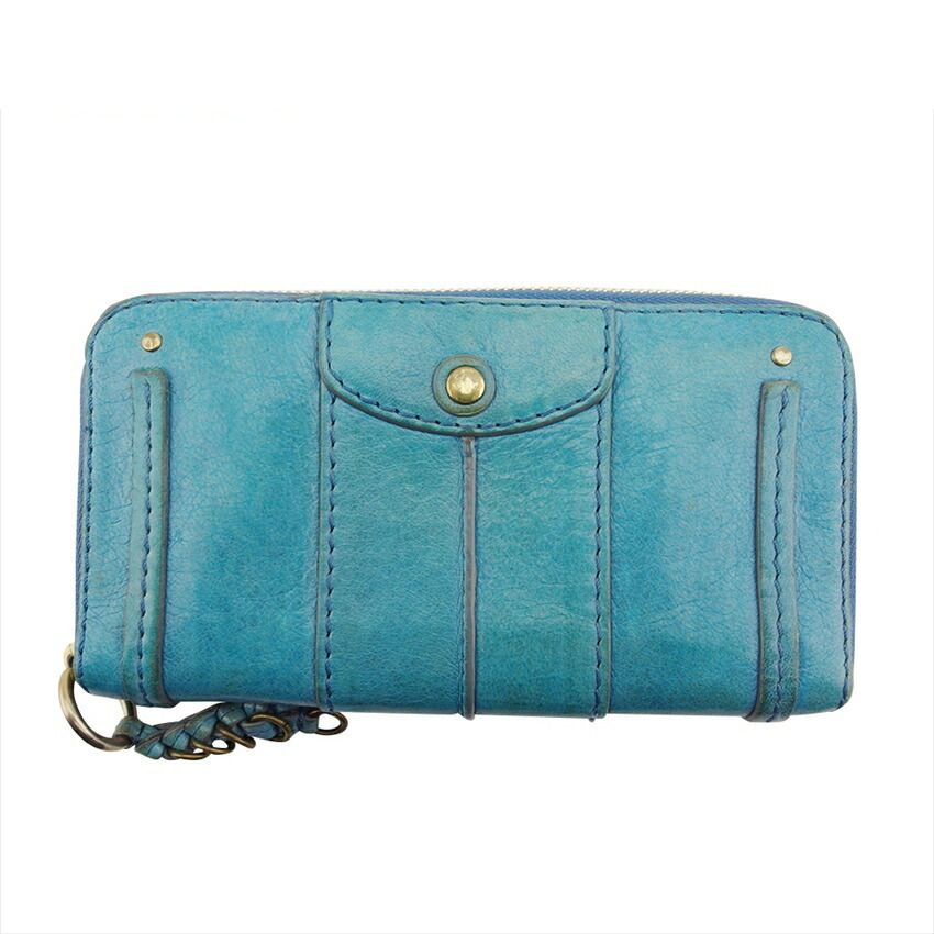 最大30％OFF】クロエ Chloe 長財布 エロイーズ ブルー ゴールド 