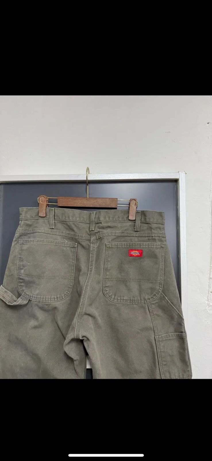 34 ヴィンテージ ディッキーズ シングルニー カーペンター ウォーク パンツ カーキ モスグリン