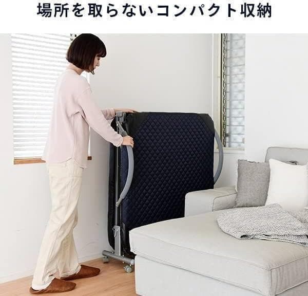 折りたたみベッド シングル リクライニングネイビー BB-1(S) - メルカリ