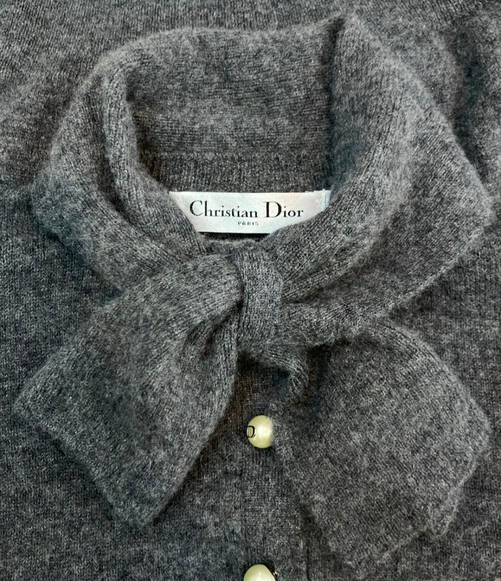 クリスチャンディオール 長袖ニット カシミヤ100% パールボタン