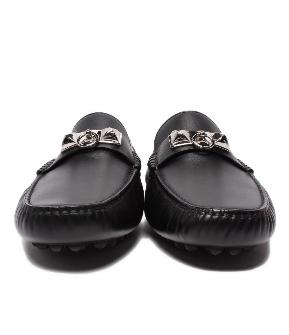 美品 エルメス モカシンローファー ドライビングシューズ シルバー金具