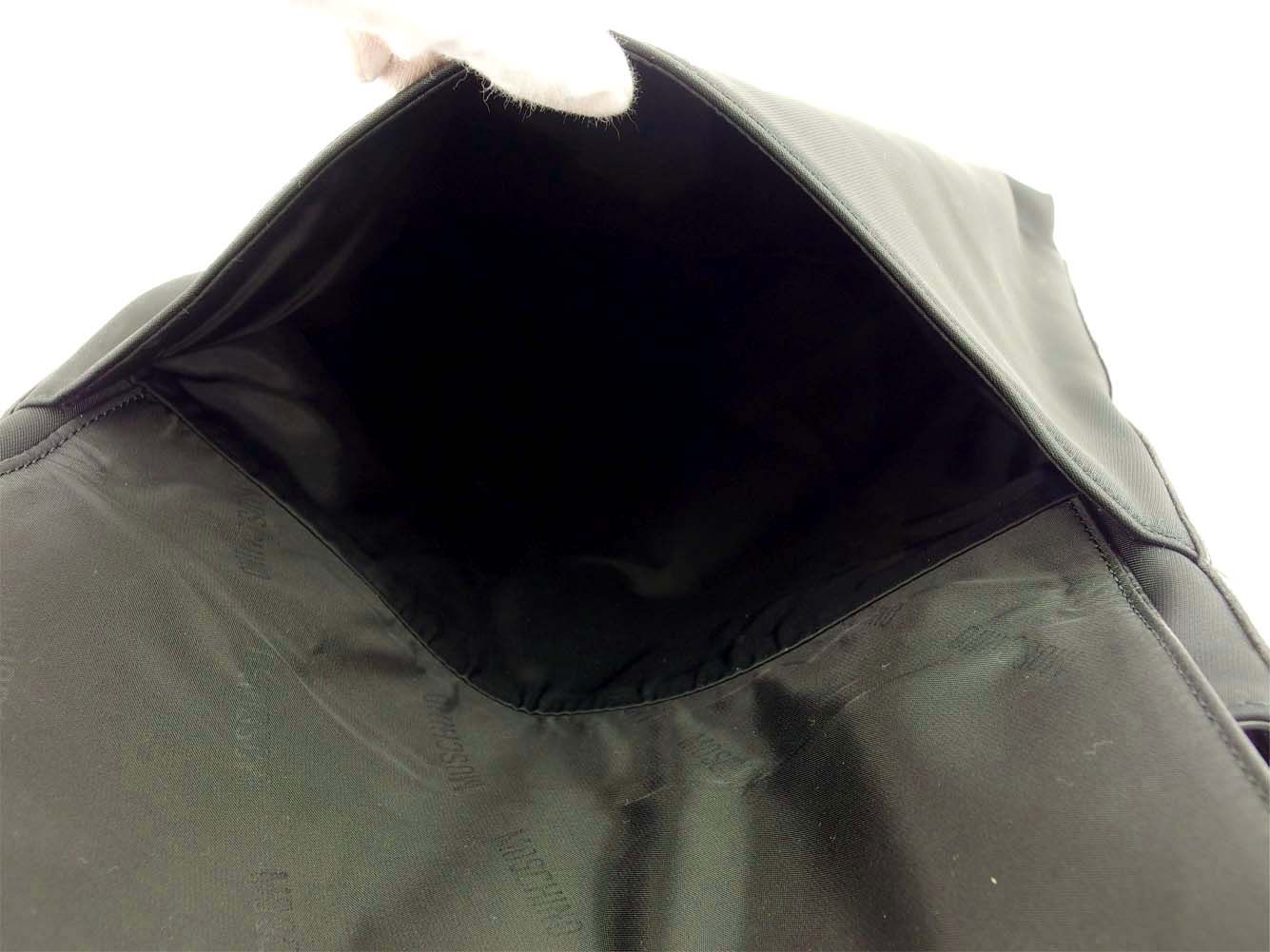 モスキーノ MOSCHINO ショルダーバッグ ロゴプレート ブラック ゴールド レディース 