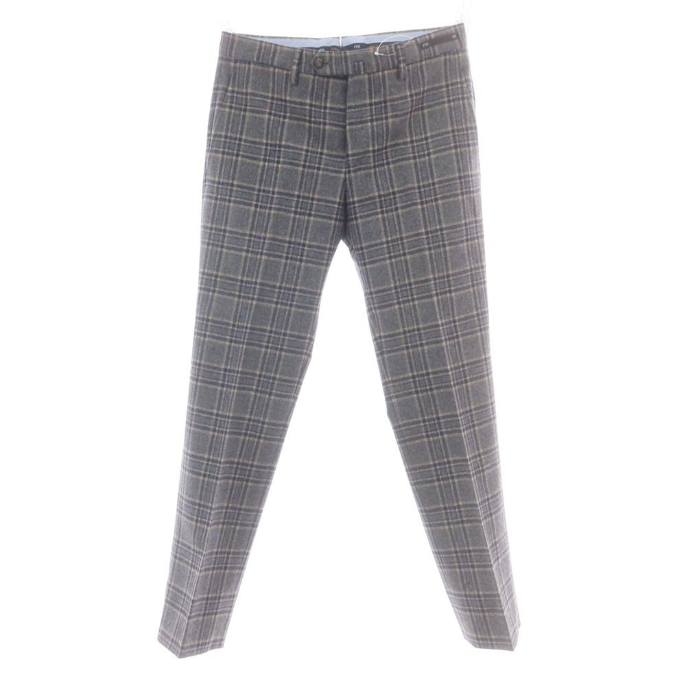 ピーティーゼロウーノ PT01 Fulham Rd. ウール チェック ドレススラックスパンツ グレーxネイビー サイズ46 メンズ