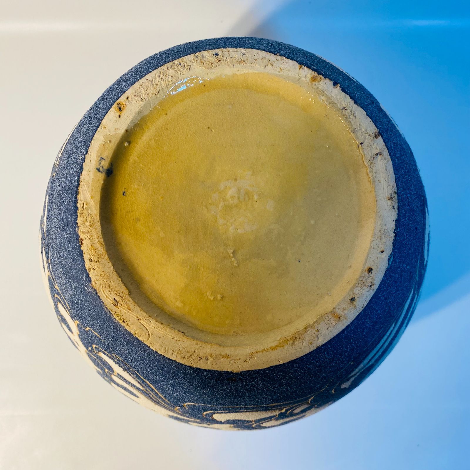 火鉢 浪絵 直径約30cm H約31cm 睡蓮鉢 水鉢 水器 メダカ 壺 甕 美術品・アンティーク・コレクション 火鉢 浪絵 直径約30cm H約31cm