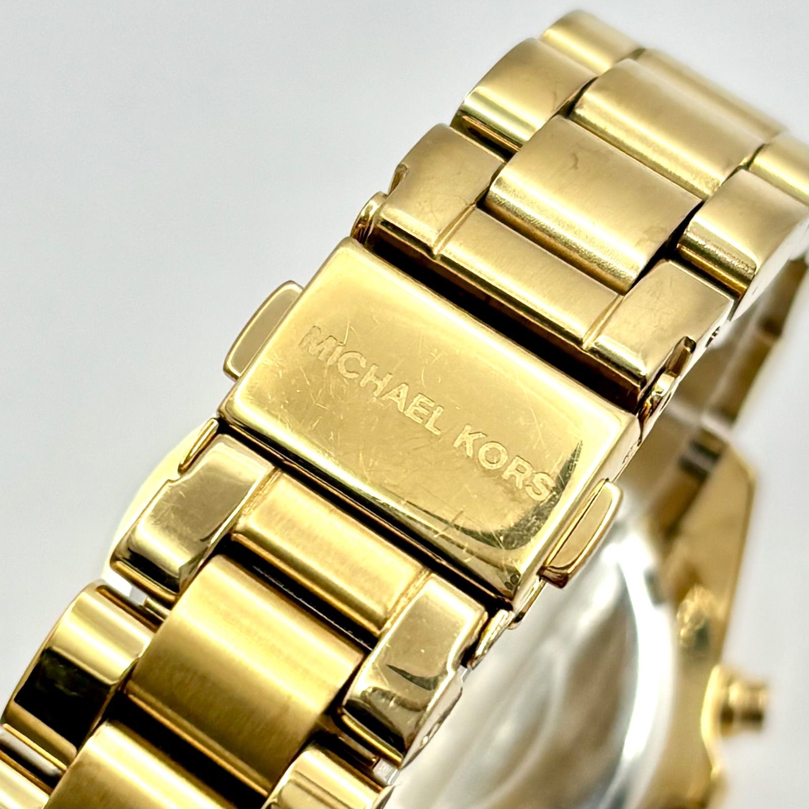 箱付/外観美品/新品電池】MICHAEL KORS マイケルコース クロノグラフ 