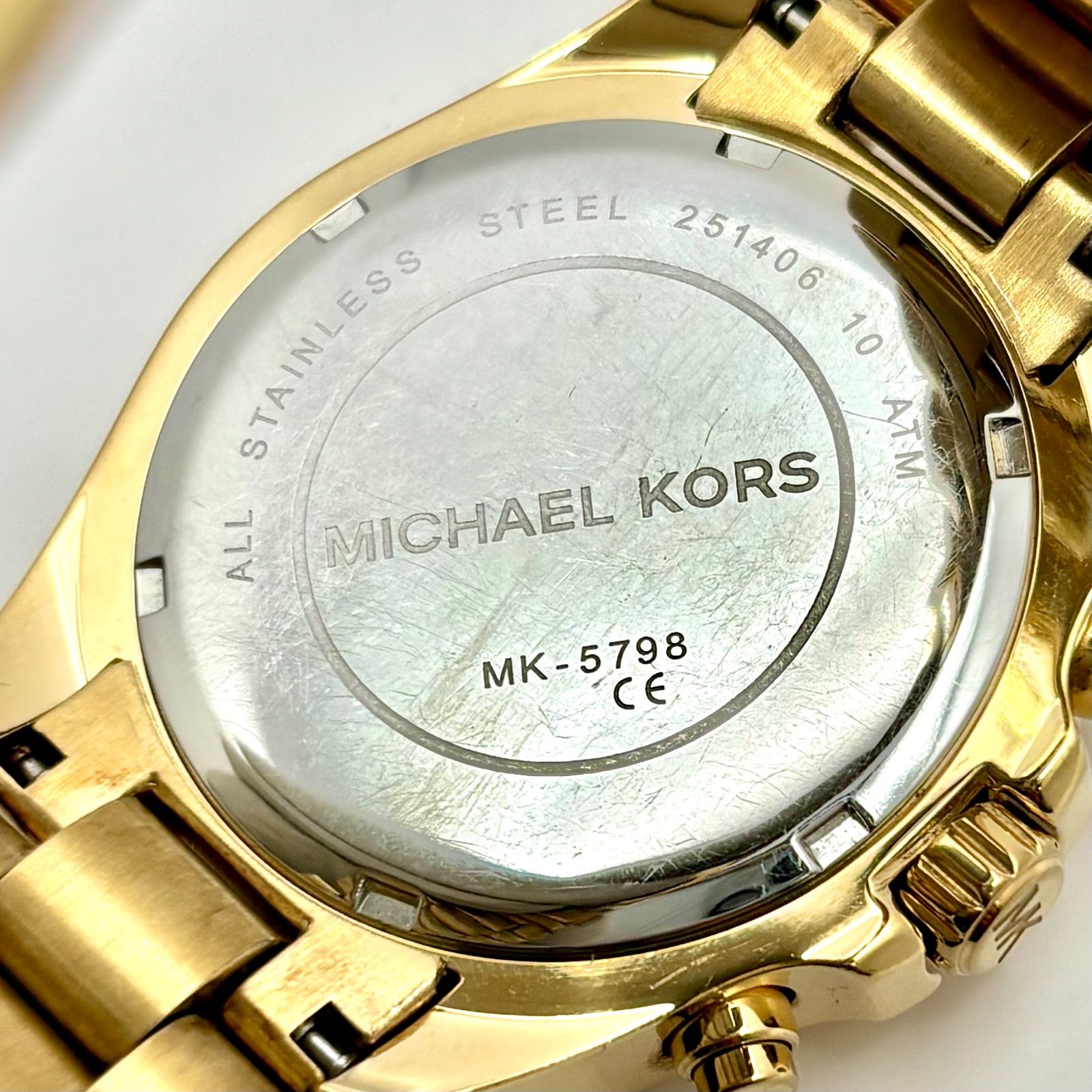 箱付/外観美品/新品電池】MICHAEL KORS マイケルコース クロノグラフ 