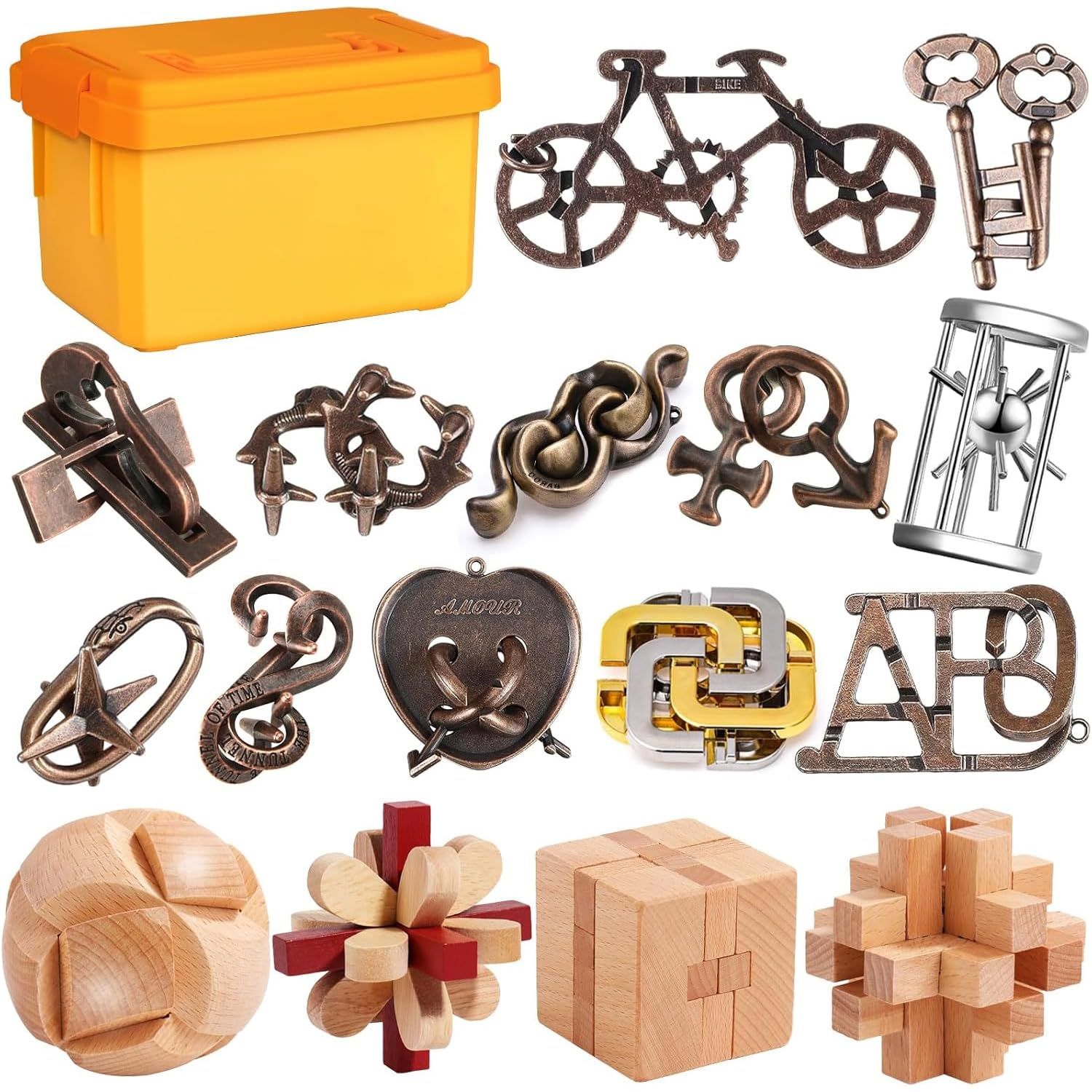 新品 Tplook知恵の輪 知恵おもちゃ 16点セット 難易度6～2 リング