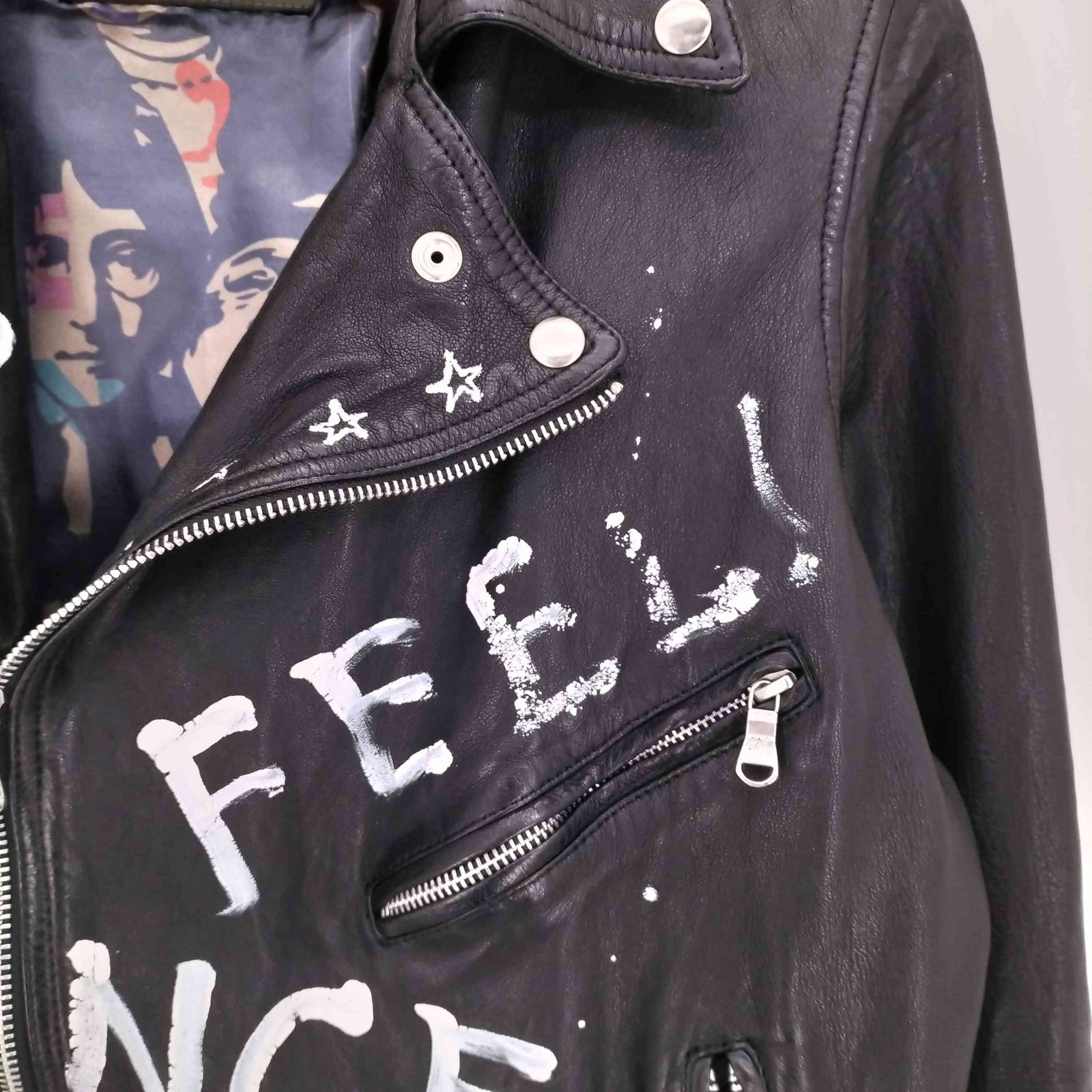 ユーズドフルギ USED古着 ONEMADE LAM LEATHER HAND PAINTED W-RIDERS