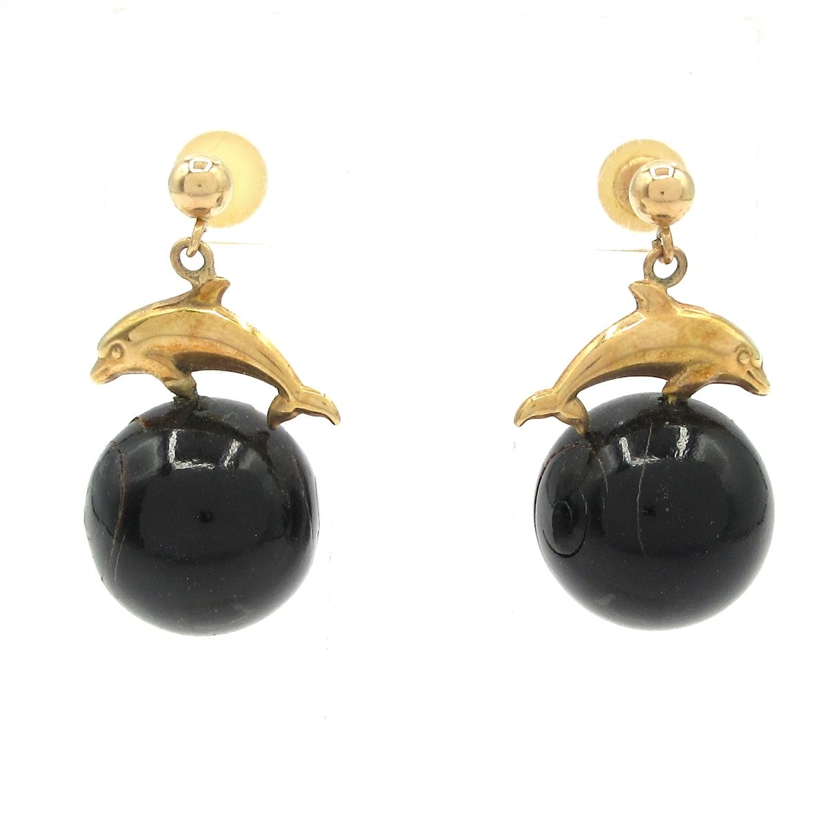 Unbranded ノーブランド ピアス K 14 YG×黒 総重量 5.6 g