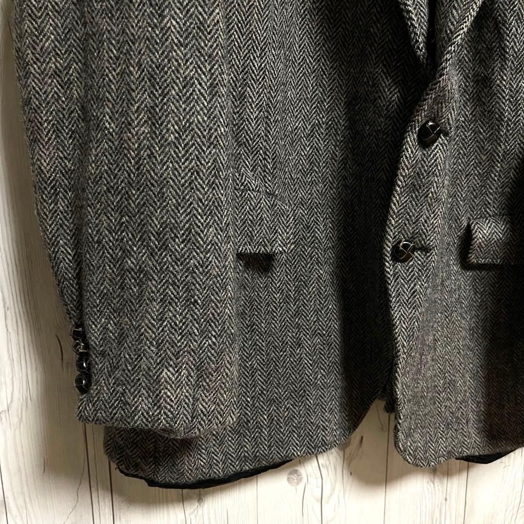 ハリスツイード　テーラードジャケット グレー系　管理番号付 ブレザー　XL相当 Harris Tweed ハリスツイード テーラードジャケット グレー系 管理番号