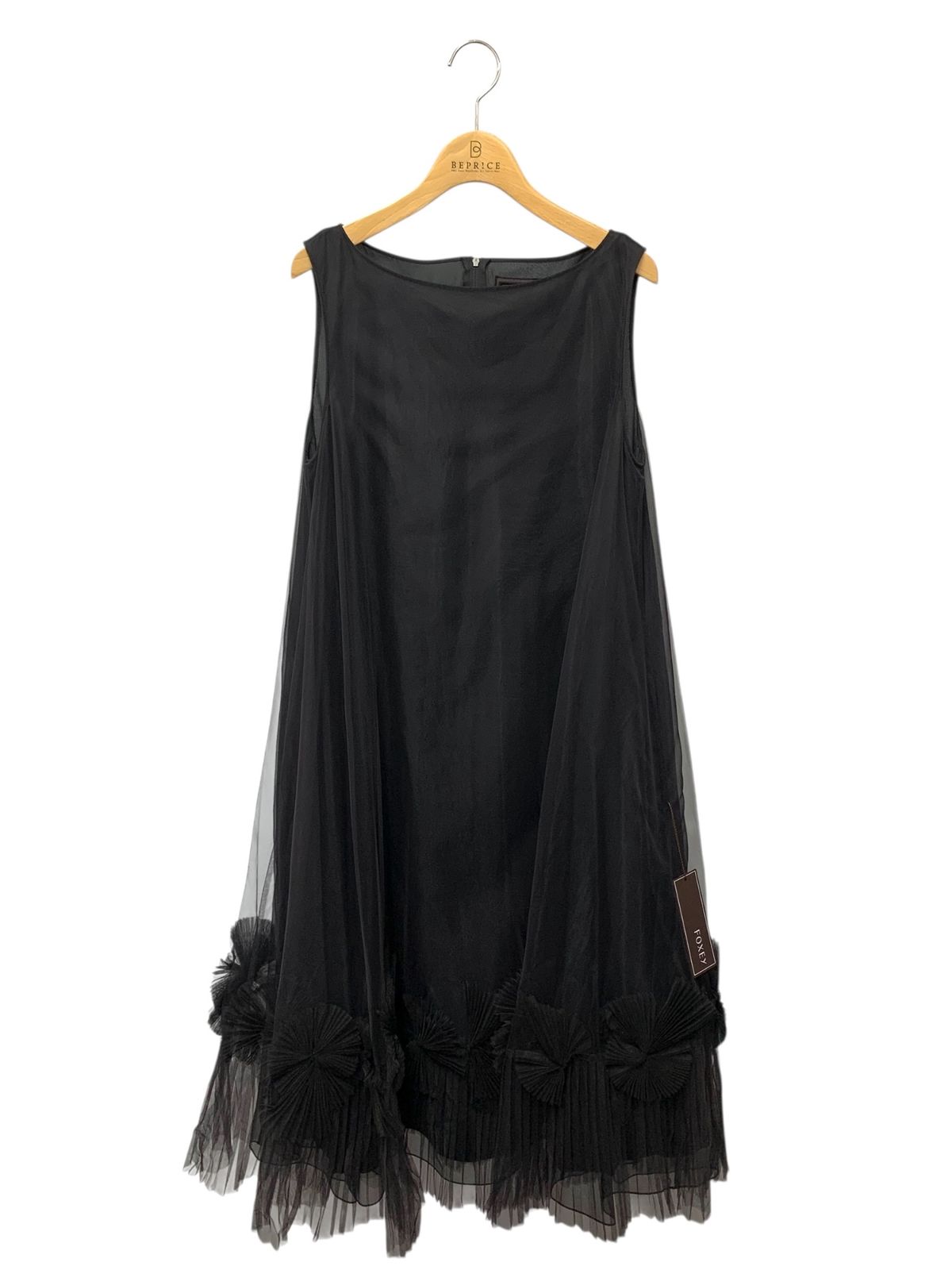 フォクシーブティック Epanoui エパヌイ 43361 ワンピース 42 ブラック プリーツ