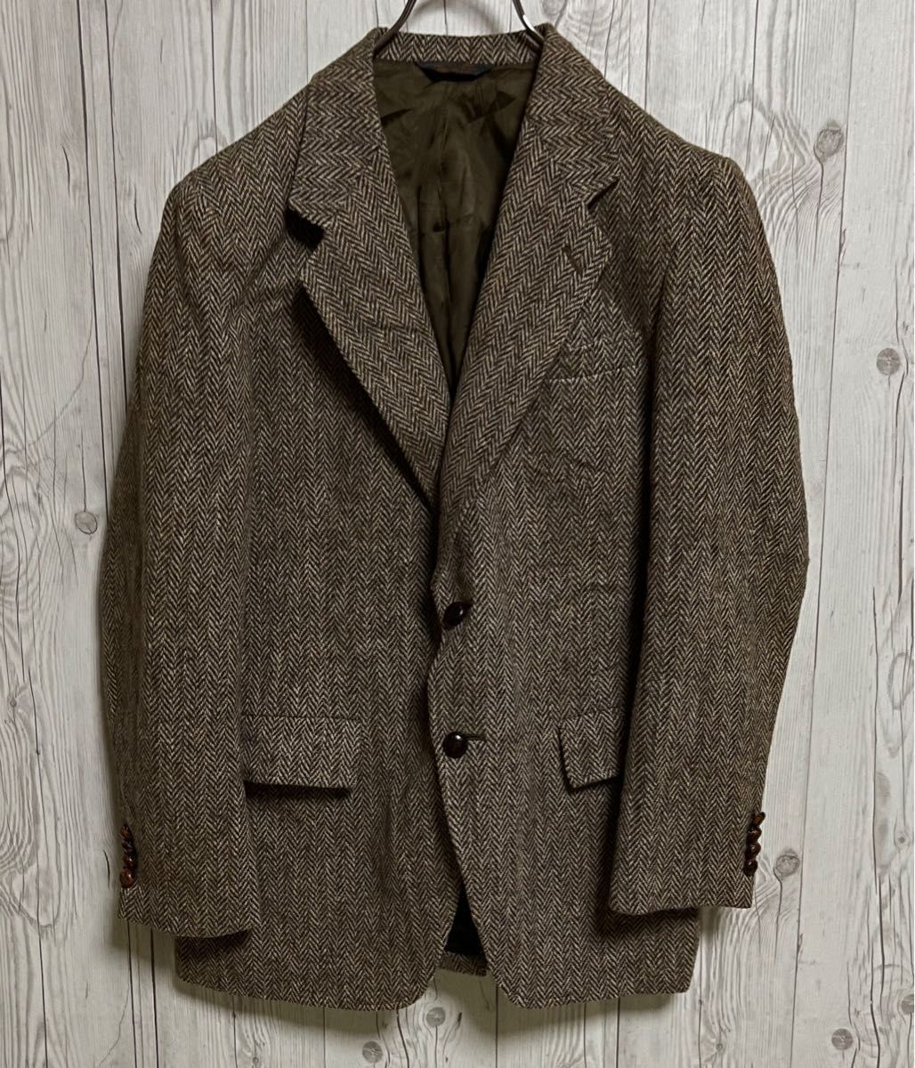 ハリスツイード　テーラードジャケット ブラウン系　管理番号付 44 ウール Harris Tweed ハリスツイード テーラードジャケット USA製 WOOL