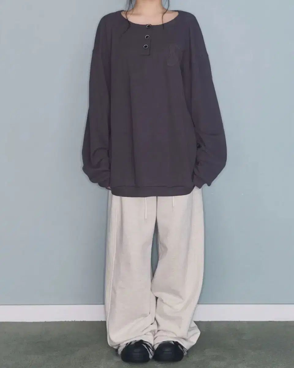 mireco シンボル PIGMENT ワッフル Tシャツ チャコール