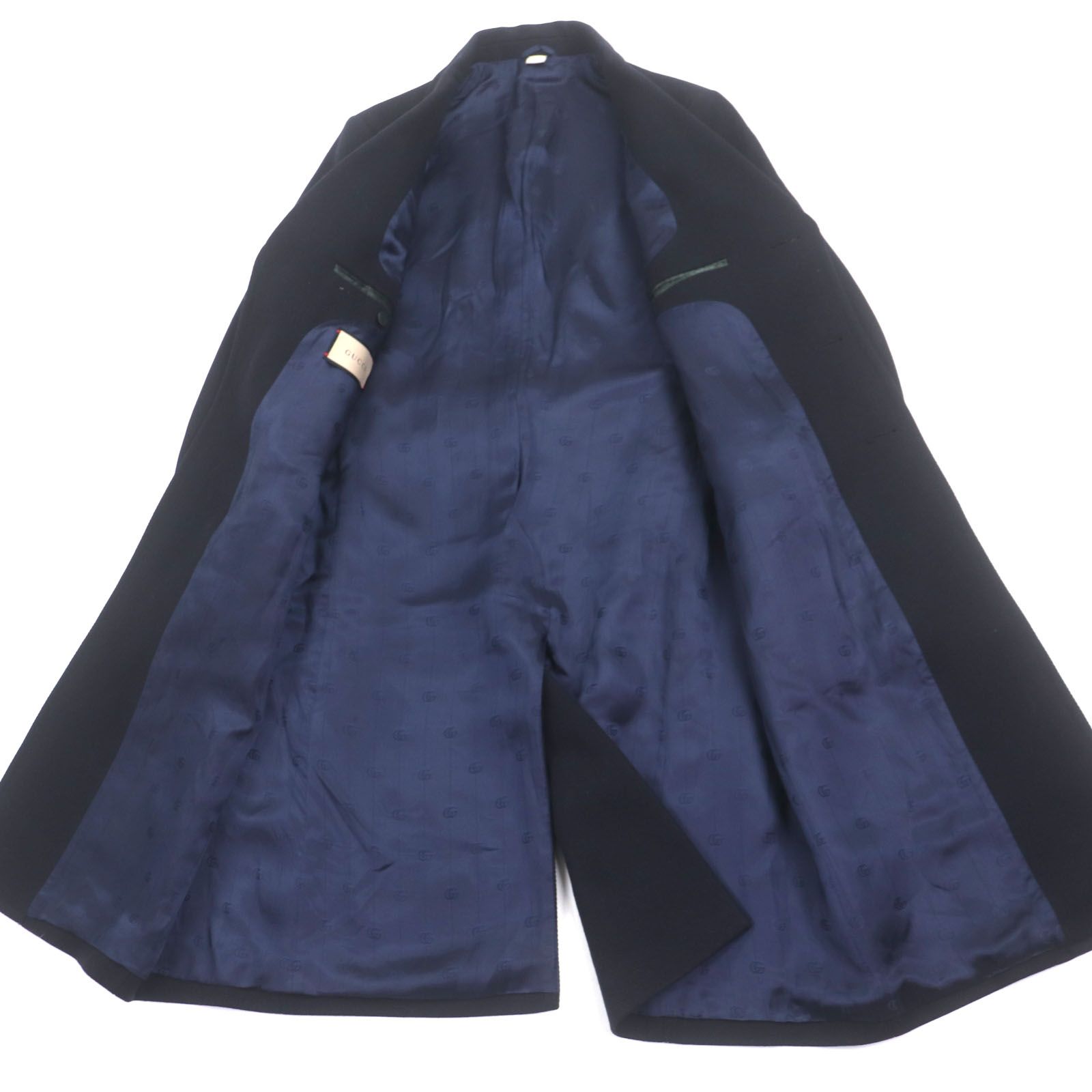 良品▽GUCCI グッチ 661210 ウール90% ヘリンボーン柄 ロゴ入りボタン