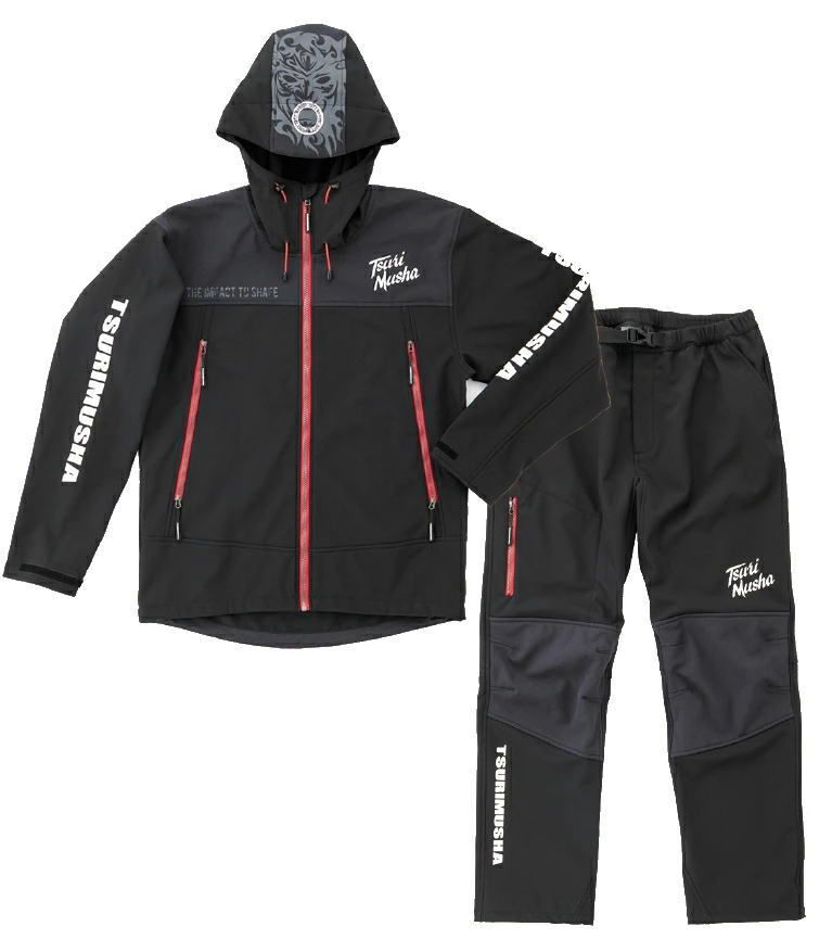 釣武者 3 Dストレッチウィンドガードスーツ TM Ver ブラック Lサイズ ウェア 釣具