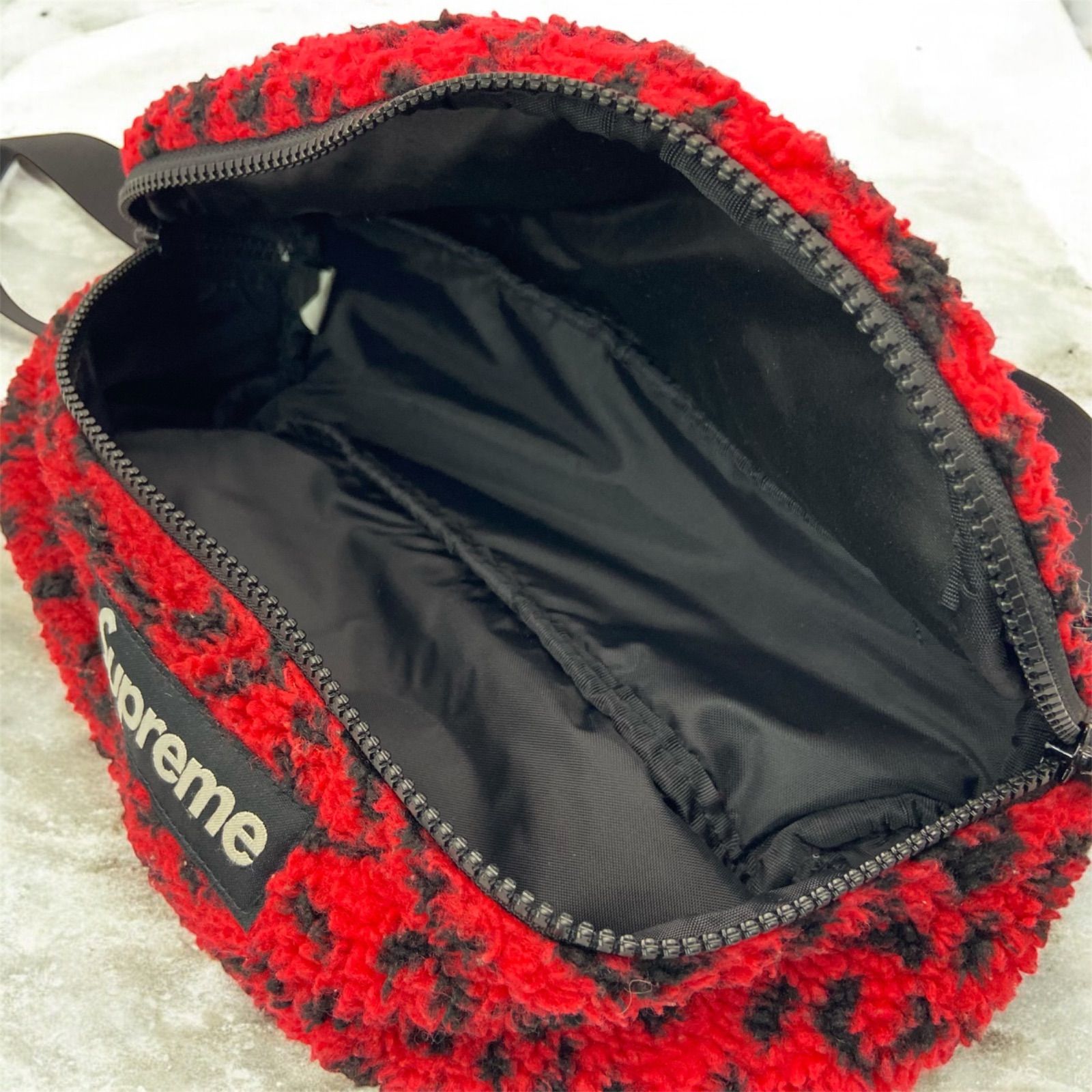 Supreme 17AW Leopard Fleece Waist Bag 赤 レオパード ボディバッグ 
