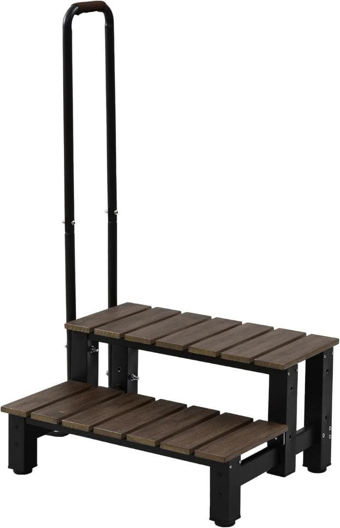 取っ手付き 木目調 2段踏み台PYM8002H DBR
